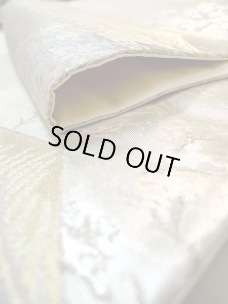 Photo14: Mint N0913B Vintage Japanese Kimono  Shiny White FUKURO OBI sash MOMIJI maple leaf Silk. (Grade A) (14)