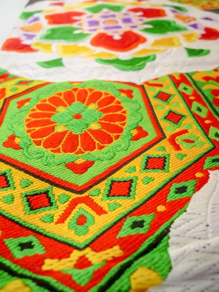 Photo10: N0913D Vintage Japanese Kimono  Vivid Black FUKURO OBI sash Flower Silk. (Grade B) (10)