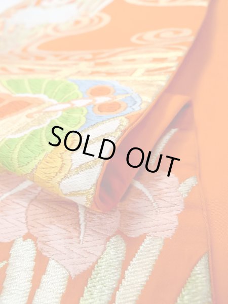 Photo12: Mint N0913G Vintage Japanese Kimono  Vivid Orange FUKURO OBI sash KIRI paulownia Silk. (Grade A) (12)