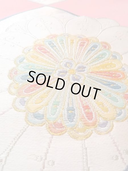 Photo9: N0913J Vintage Japanese Kimono   Pink FUKURO OBI sash Flower Silk. (Grade B) (9)