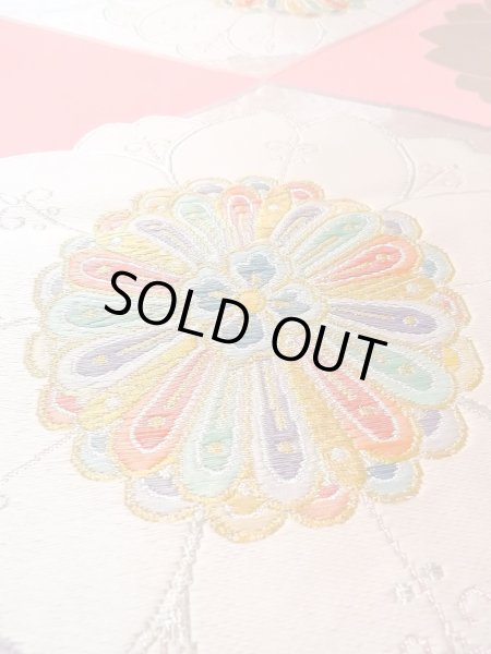 Photo10: N0913J Vintage Japanese Kimono   Pink FUKURO OBI sash Flower Silk. (Grade B) (10)