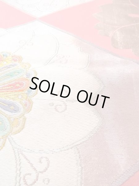 Photo11: N0913J Vintage Japanese Kimono   Pink FUKURO OBI sash Flower Silk. (Grade B) (11)