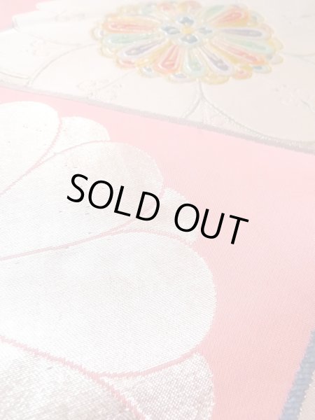 Photo12: N0913J Vintage Japanese Kimono   Pink FUKURO OBI sash Flower Silk. (Grade B) (12)