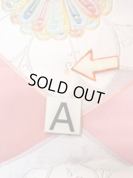 Photo14: N0913J Vintage Japanese Kimono   Pink FUKURO OBI sash Flower Silk. (Grade B) (14)