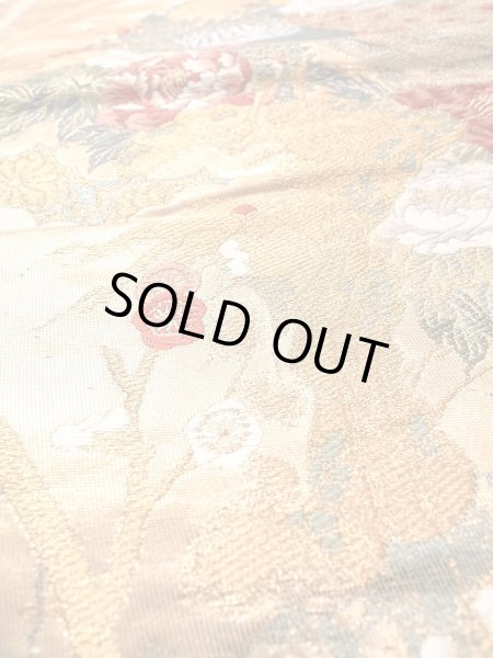 Photo19: Mint N0913L Vintage Japanese Kimono  Shiny Gold FUKURO OBI sash Peony Silk. (Grade A) (19)