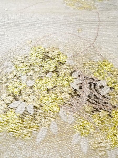 Photo10: N0913M Vintage Japanese Kimono   Silver FUKURO OBI sash Flower Silk. (Grade C) (10)