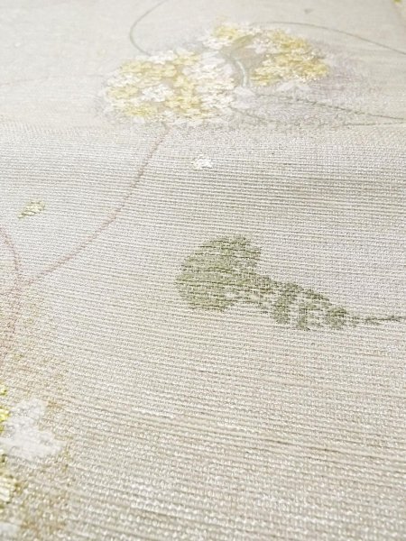 Photo11: N0913M Vintage Japanese Kimono   Silver FUKURO OBI sash Flower Silk. (Grade C) (11)