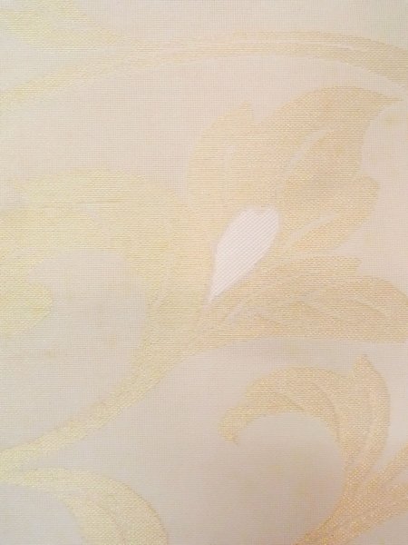 Photo7: N0913N Vintage Japanese Kimono  Shiny Beige FUKURO OBI sash Leaf Silk. (Grade B) (7)