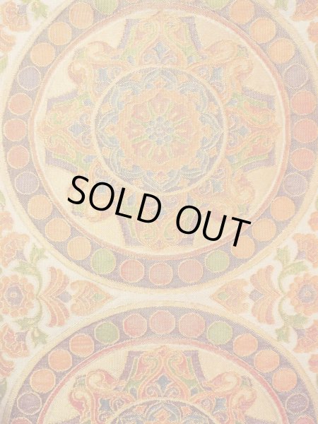 Photo4: Mint N0913O Vintage Japanese Kimono  Shiny Orange FUKURO OBI sash Chinese flower Silk. (Grade A) (4)