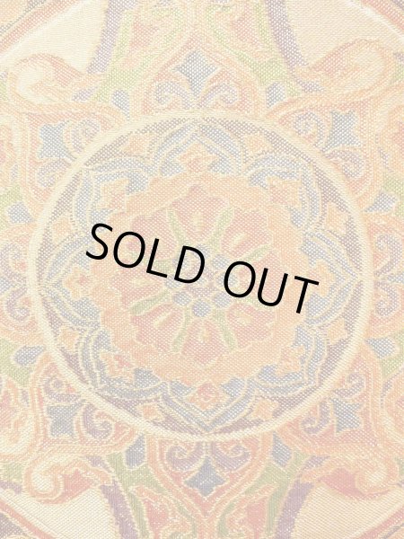 Photo5: Mint N0913O Vintage Japanese Kimono  Shiny Orange FUKURO OBI sash Chinese flower Silk. (Grade A) (5)