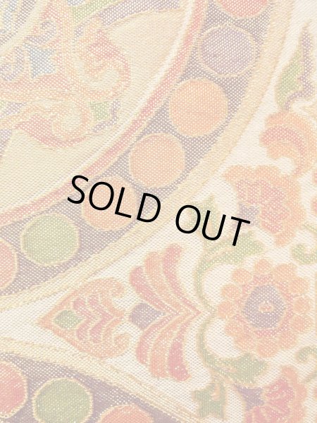 Photo6: Mint N0913O Vintage Japanese Kimono  Shiny Orange FUKURO OBI sash Chinese flower Silk. (Grade A) (6)