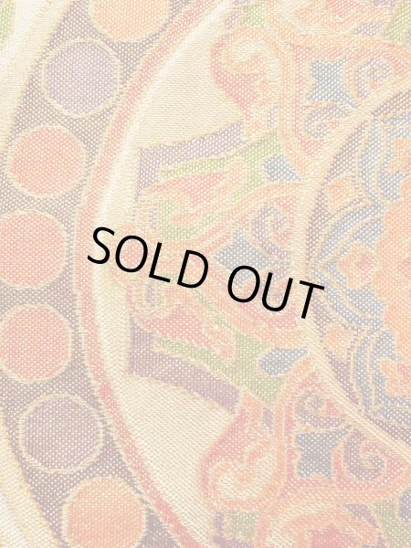 Photo7: Mint N0913O Vintage Japanese Kimono  Shiny Orange FUKURO OBI sash Chinese flower Silk. (Grade A) (7)