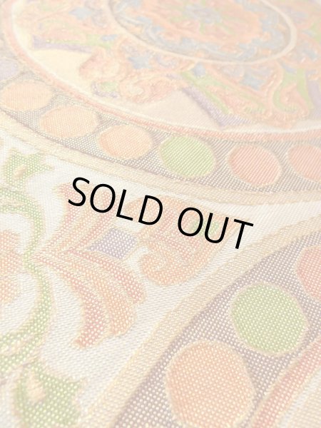 Photo10: Mint N0913O Vintage Japanese Kimono  Shiny Orange FUKURO OBI sash Chinese flower Silk. (Grade A) (10)