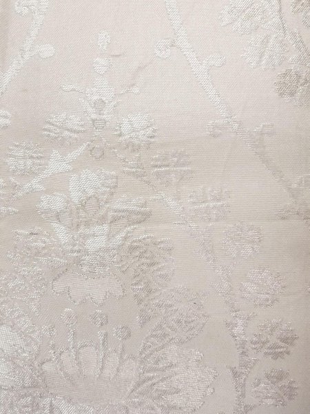 Photo8: N0913V Vintage Japanese Kimono  Shiny Silver FUKURO OBI sash Chinese flower Silk. (Grade C) (8)