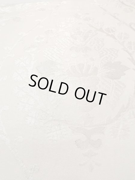 Photo9: N0913V Vintage Japanese Kimono  Shiny Silver FUKURO OBI sash Chinese flower Silk. (Grade C) (9)