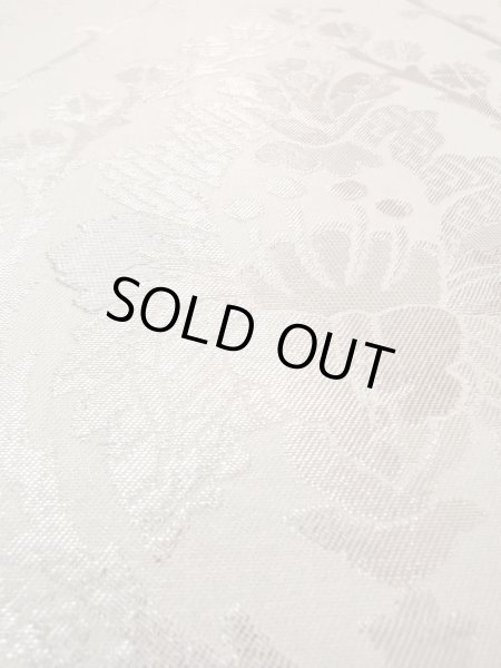 Photo10: N0913V Vintage Japanese Kimono  Shiny Silver FUKURO OBI sash Chinese flower Silk. (Grade C) (10)