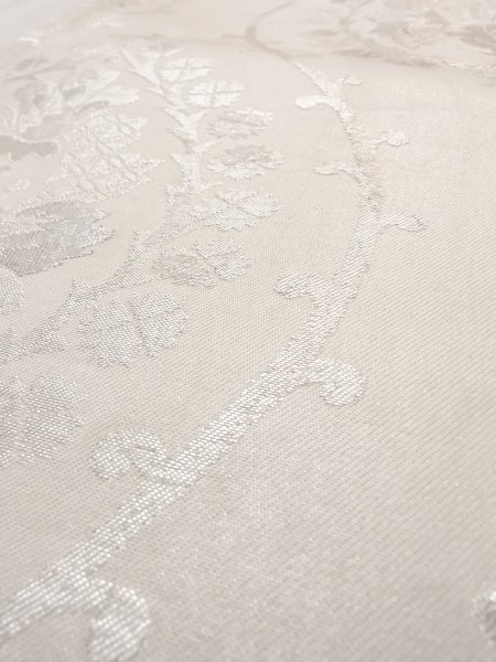 Photo11: N0913V Vintage Japanese Kimono  Shiny Silver FUKURO OBI sash Chinese flower Silk. (Grade C) (11)