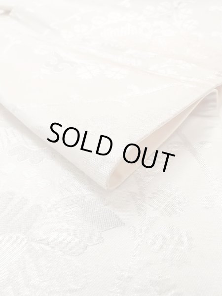 Photo12: N0913V Vintage Japanese Kimono  Shiny Silver FUKURO OBI sash Chinese flower Silk. (Grade C) (12)