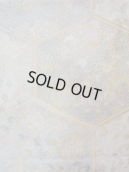 Photo3: N0913Z Vintage Japanese Kimono  Shiny Silver FUKURO OBI sash Chinese flower Silk. (Grade A) (3)