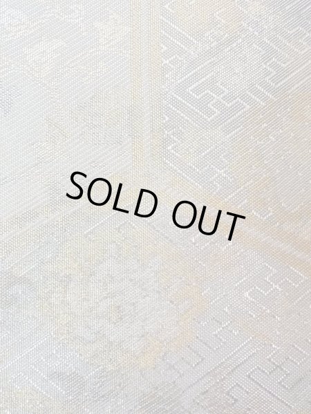 Photo6: N0913Z Vintage Japanese Kimono  Shiny Silver FUKURO OBI sash Chinese flower Silk. (Grade A) (6)