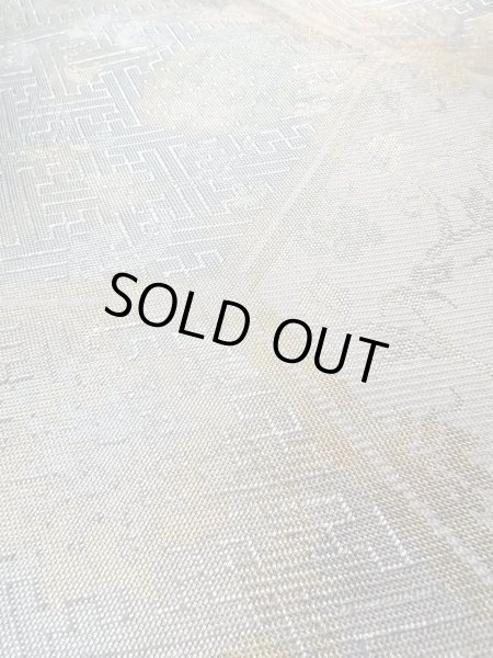 Photo8: N0913Z Vintage Japanese Kimono  Shiny Silver FUKURO OBI sash Chinese flower Silk. (Grade A) (8)