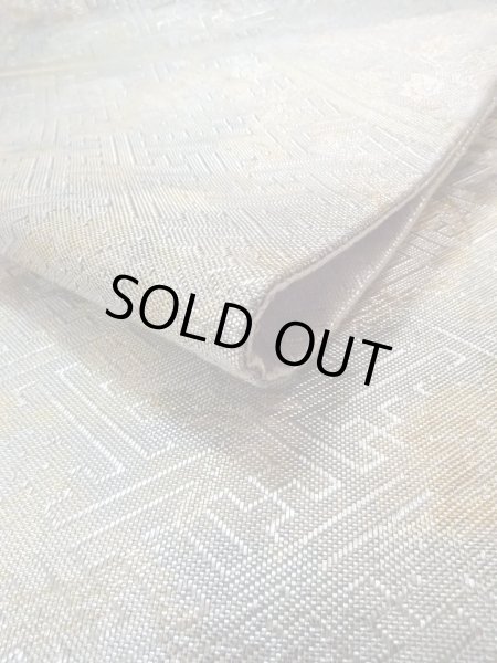 Photo11: N0913Z Vintage Japanese Kimono  Shiny Silver FUKURO OBI sash Chinese flower Silk. (Grade A) (11)