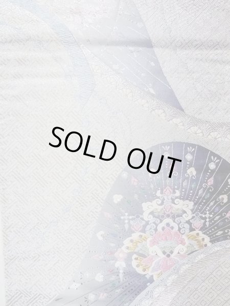 Photo4: N0914C Vintage Japanese Kimono   Silver FUKURO OBI sash Chinese flower Silk. (Grade A) (4)