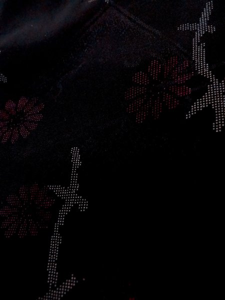 Photo8: N0920B Vintage Japanese women   Black HAORI short jacket / Silk. Chrysanthemum,   (Grade A) (8)