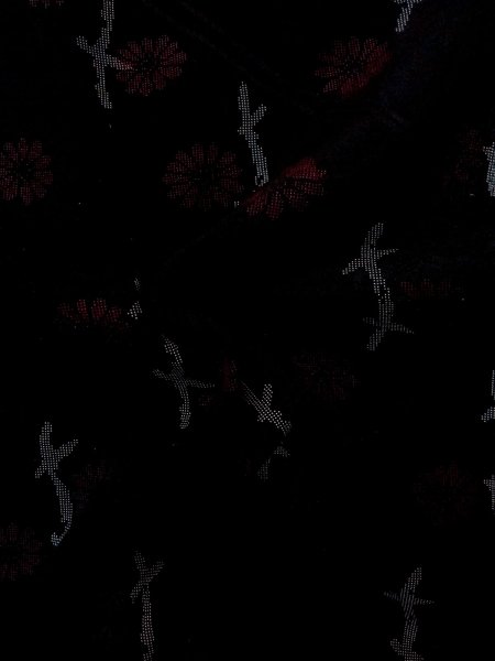 Photo9: N0920B Vintage Japanese women   Black HAORI short jacket / Silk. Chrysanthemum,   (Grade A) (9)