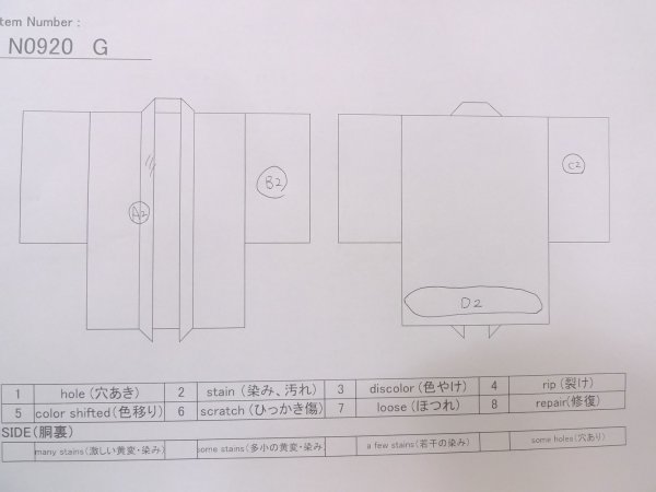 Photo12: N0920G Vintage Japanese women   Black HAORI short jacket / Silk. Stream   (Grade C) (12)