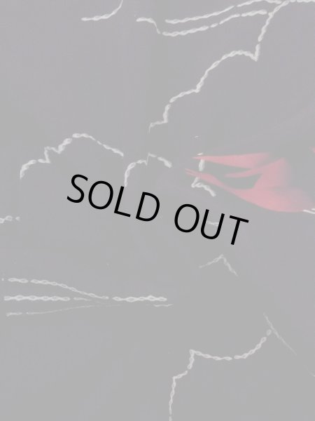 Photo12: N0920I Vintage Japanese women   Black HAORI short jacket / Silk. Crane,   (Grade B) (12)