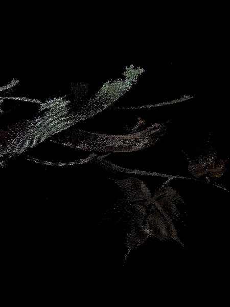 Photo7: N0920J Vintage Japanese women   Black HAORI short jacket / Silk. MOMIJI maple leaf   (Grade B) (7)