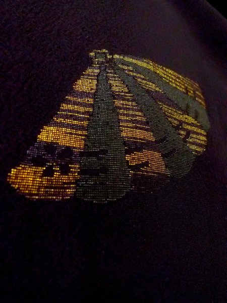 Photo8: N0920K Vintage Japanese women   Black HAORI short jacket / Silk. Folding fan   (Grade A) (8)