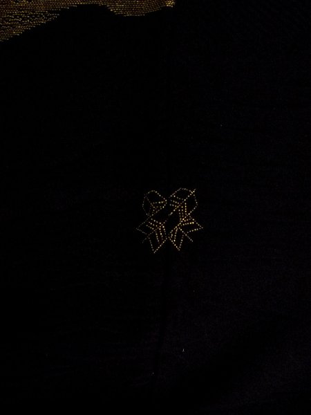 Photo3: Mint N0920L Vintage Japanese women   Black HAORI short jacket / Silk. Cloud   (Grade A) (3)