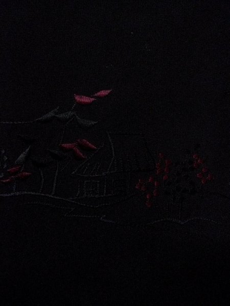 Photo5: N0920M Vintage Japanese women   Black HAORI short jacket / Silk. House,   (Grade D) (5)