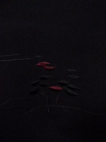 Photo6: N0920M Vintage Japanese women   Black HAORI short jacket / Silk. House,   (Grade D) (6)