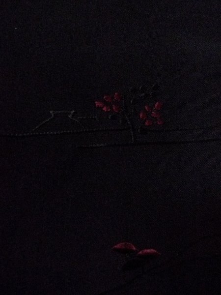 Photo7: N0920M Vintage Japanese women   Black HAORI short jacket / Silk. House,   (Grade D) (7)