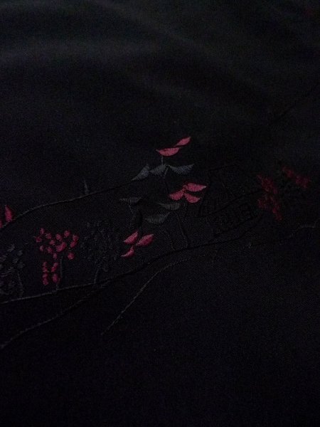 Photo8: N0920M Vintage Japanese women   Black HAORI short jacket / Silk. House,   (Grade D) (8)