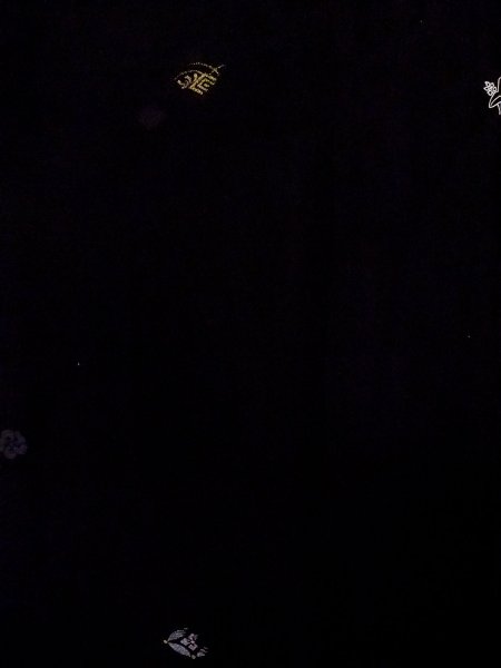 Photo4: N0920P Vintage Japanese women   Black HAORI short jacket / Silk. UME plum bloom,   (Grade C) (4)