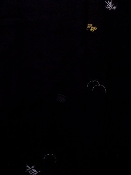 Photo5: N0920P Vintage Japanese women   Black HAORI short jacket / Silk. UME plum bloom,   (Grade C) (5)