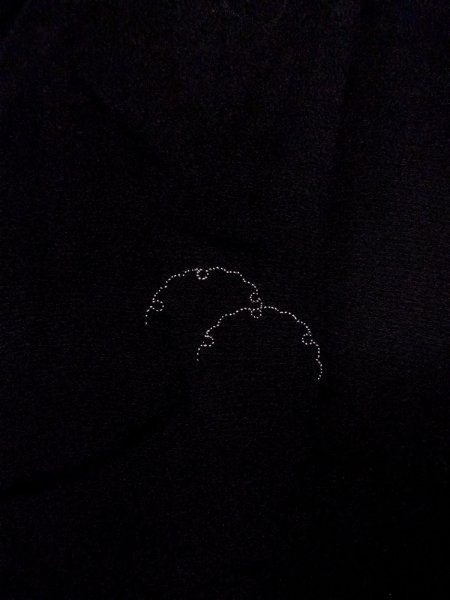 Photo8: N0920P Vintage Japanese women   Black HAORI short jacket / Silk. UME plum bloom,   (Grade C) (8)