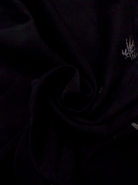 Photo13: N0920P Vintage Japanese women   Black HAORI short jacket / Silk. UME plum bloom,   (Grade C) (13)