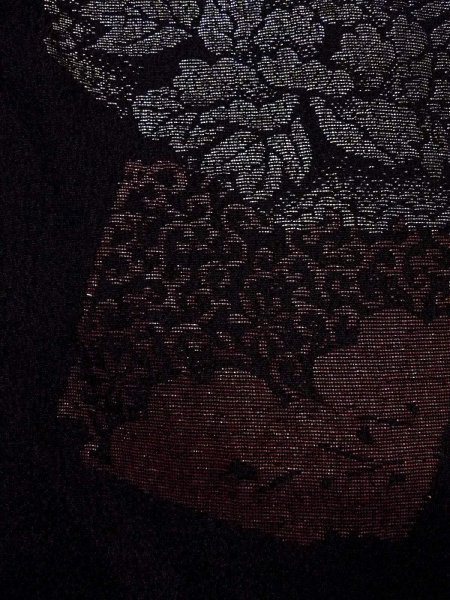 Photo5: Mint N0920Q Vintage Japanese women   Black HAORI short jacket / Silk. Peony,   (Grade A) (5)