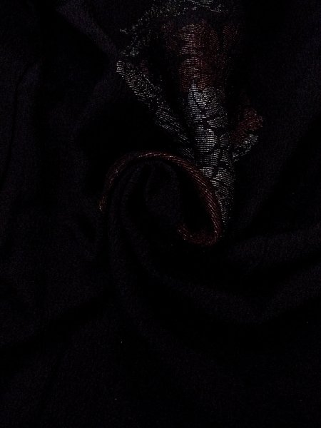 Photo12: Mint N0920Q Vintage Japanese women   Black HAORI short jacket / Silk. Peony,   (Grade A) (12)