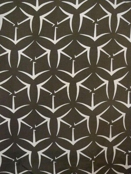 Photo3: N0920S Vintage Japanese women  Dark Olive HAORI short jacket / Silk. Crossed circles Folded paper crane pattern  (Grade C) (3)