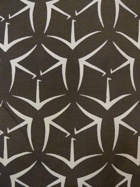 Photo7: N0920S Vintage Japanese women  Dark Olive HAORI short jacket / Silk. Crossed circles Folded paper crane pattern  (Grade C) (7)