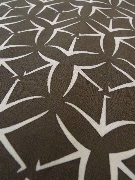 Photo8: N0920S Vintage Japanese women  Dark Olive HAORI short jacket / Silk. Crossed circles Folded paper crane pattern  (Grade C) (8)