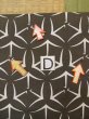 Photo17: N0920S Vintage Japanese women  Dark Olive HAORI short jacket / Silk. Crossed circles Folded paper crane pattern  (Grade C) (17)