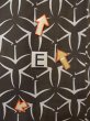 Photo18: N0920S Vintage Japanese women  Dark Olive HAORI short jacket / Silk. Crossed circles Folded paper crane pattern  (Grade C) (18)