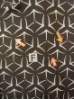 Photo19: N0920S Vintage Japanese women  Dark Olive HAORI short jacket / Silk. Crossed circles Folded paper crane pattern  (Grade C) (19)